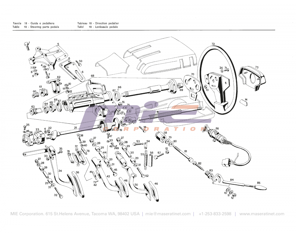 Maserati / Merak 3000 / T-18 - steering parts and pedals