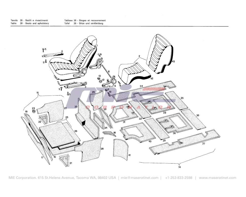 Maserati / Merak 3000 / T-39 - seats and upholstery