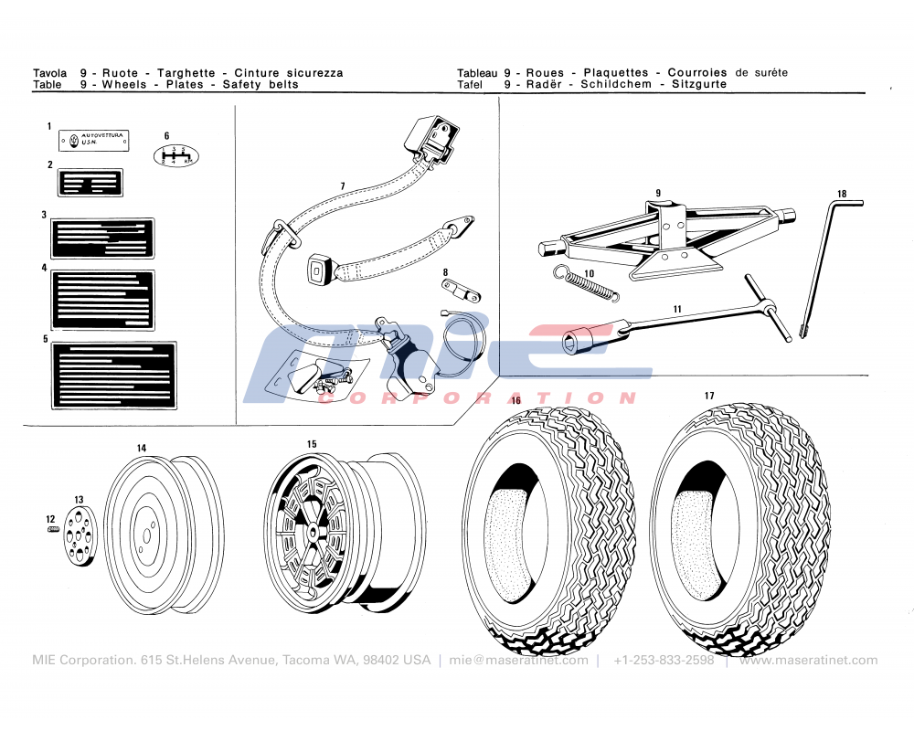 Maserati / Merak SS / T-09 - wheels - plates - safety, belts