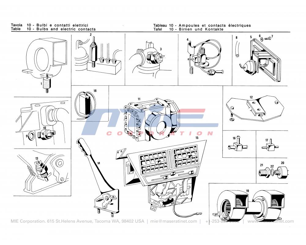 Maserati / Merak SS / T-10 - bulbs and electric contacts