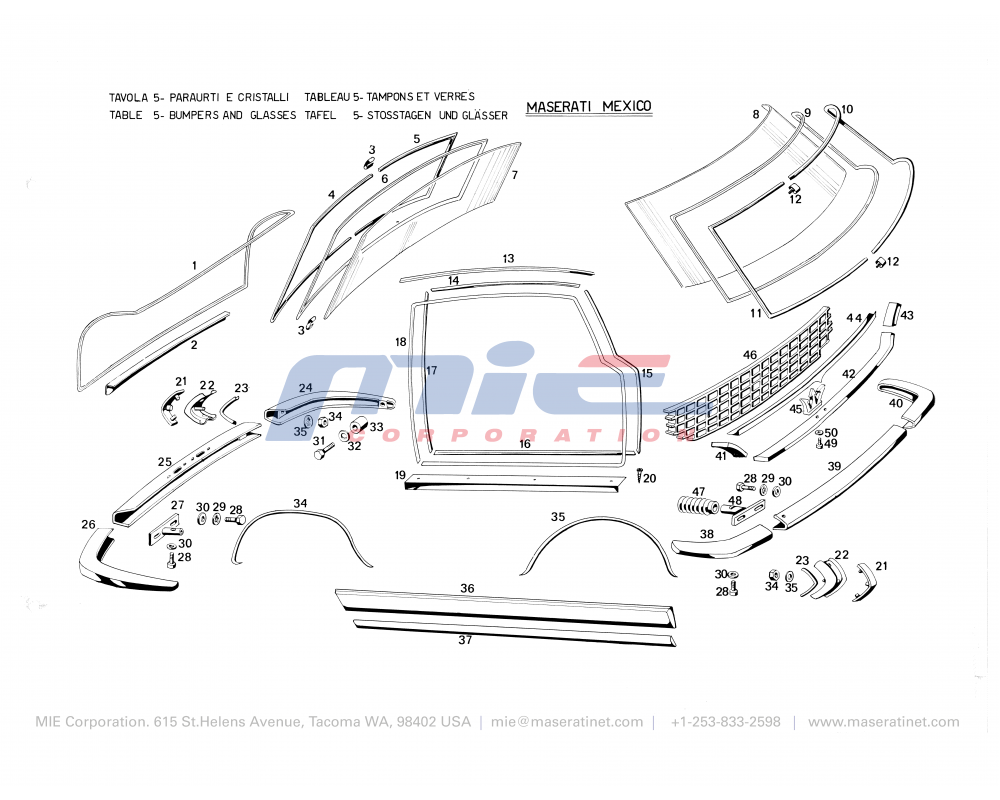 Maserati / Mexico 112 / T-5 - bumpers and glasses