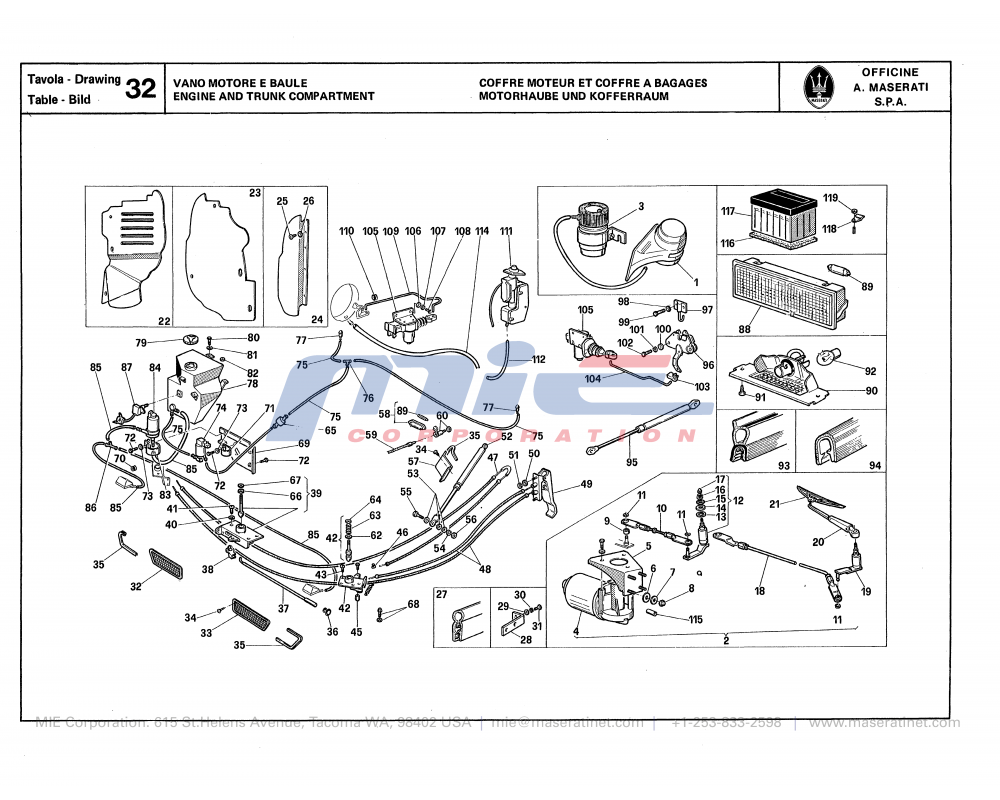 Maserati / Quattroporte III / T-32 - engine and trunk compartment
