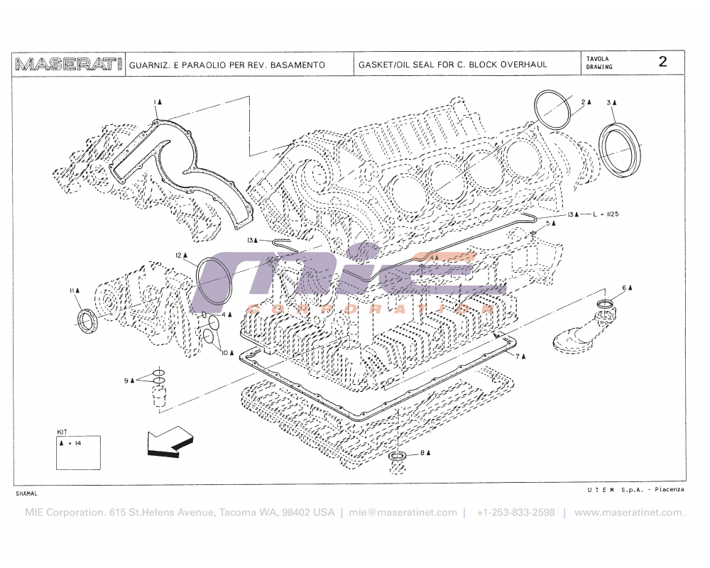Maserati / Shamal / T-02 - gasket/oil seal for c. block overight all