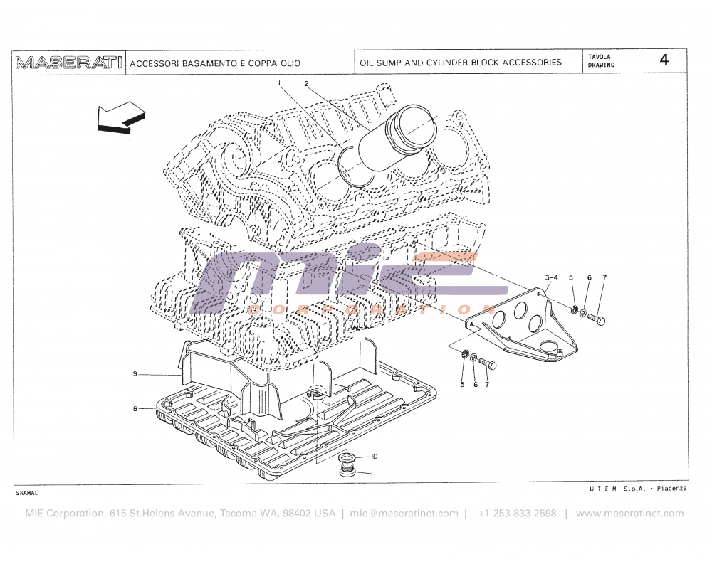 Maserati / Shamal / T-04 - oil sump and cylinder block accessories