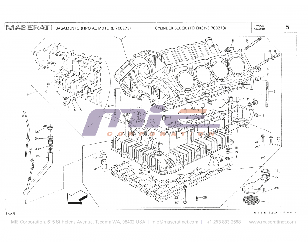 Maserati / Shamal / T-05 - cylinder block (to engine 700279)