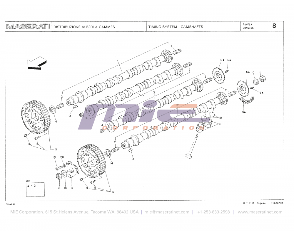 Maserati / Shamal / T-08 - timing system - camshafts