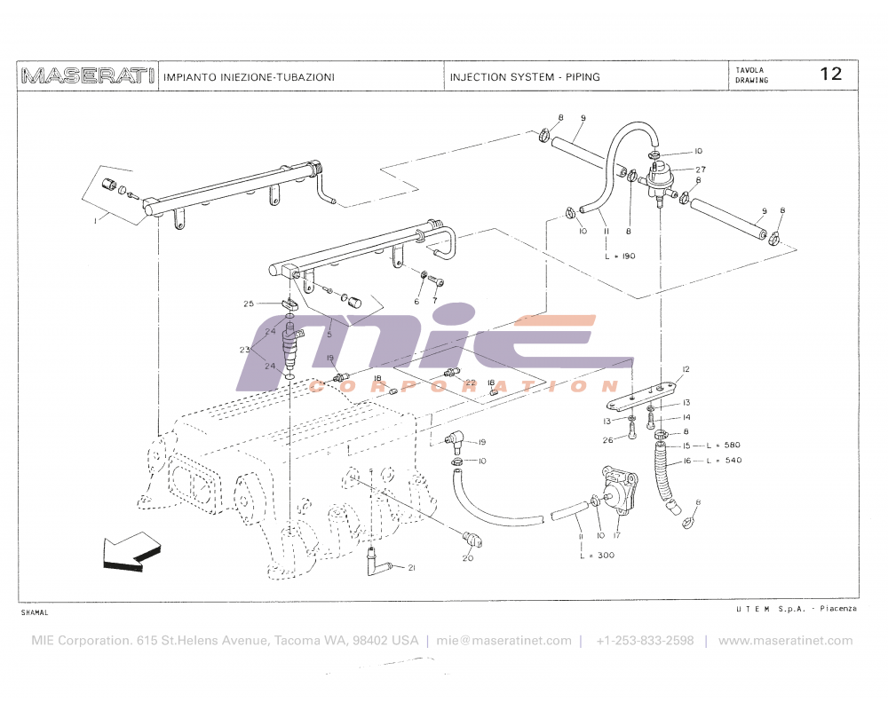 Maserati / Shamal / T-12 - injection system - piping