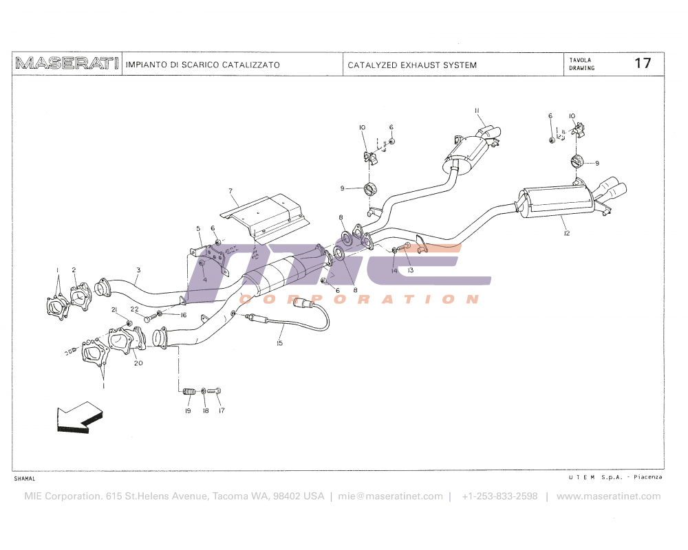 Maserati / Shamal / T-17 - catalyzed exhaust system