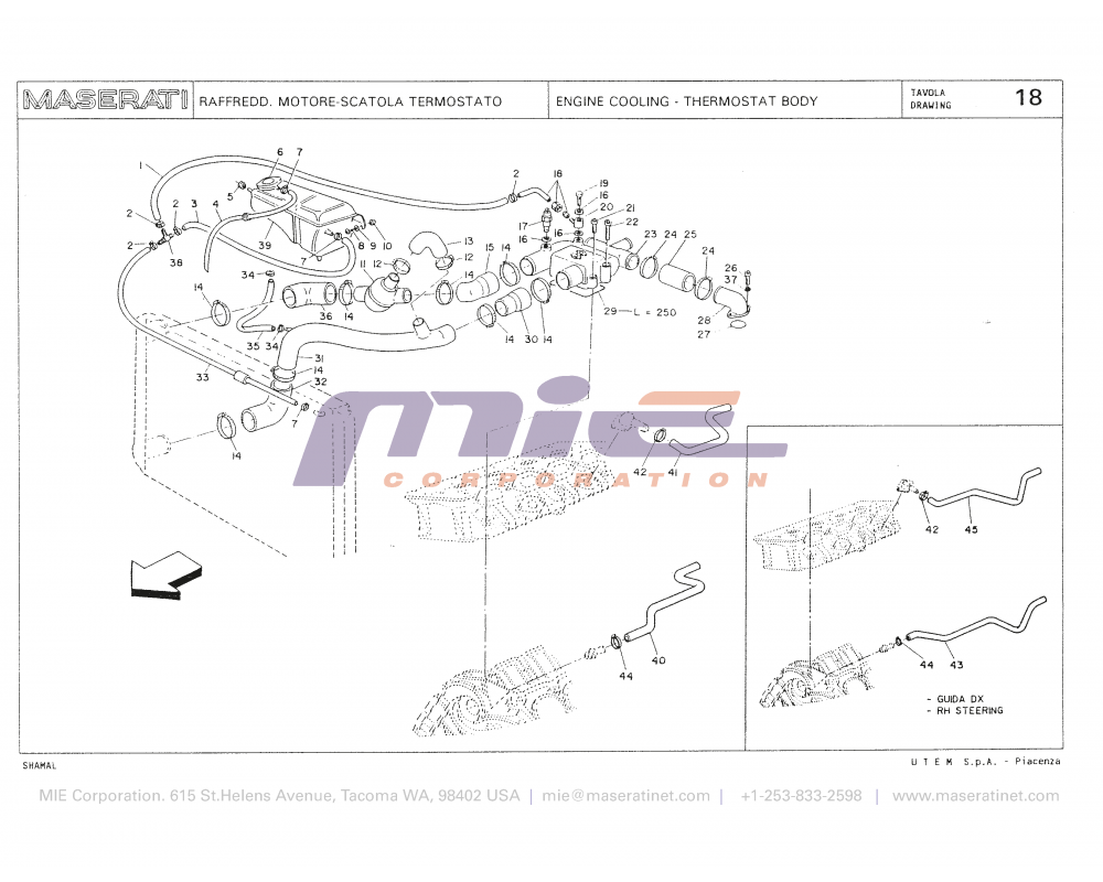 Maserati / Shamal / T-18 - engine cooling - thermostat body