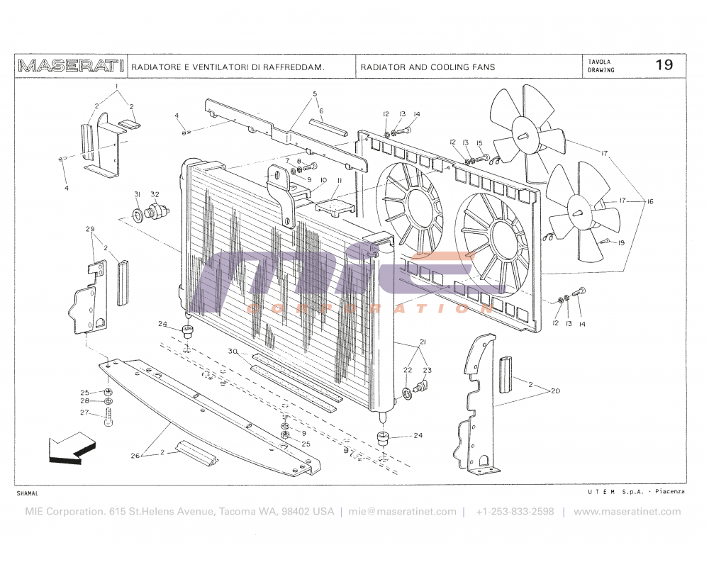 Maserati / Shamal / T-19 - radiator and cooling fans
