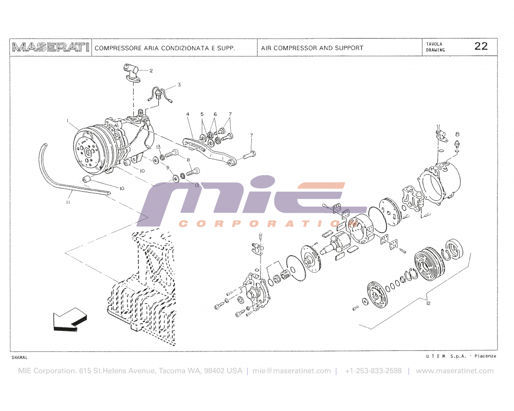 Maserati / Shamal / T-22 - air compressor and support