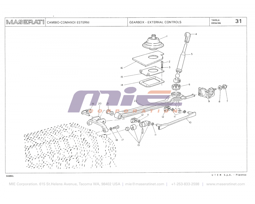 Maserati / Shamal / T-31 - gearbox - external controls