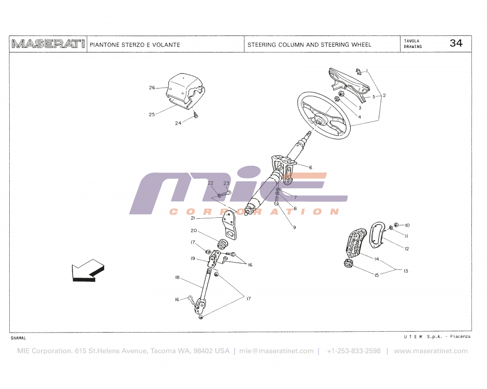 Maserati / Shamal / T-34 - steering column and steering wheel