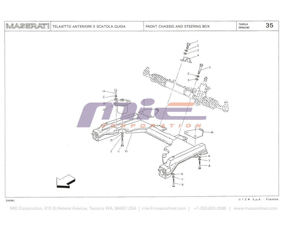 Maserati / Shamal / T-35 - front chassis and steering box