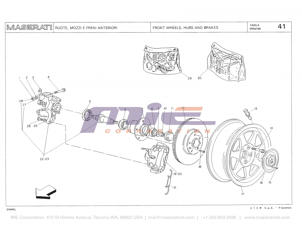 Maserati / Shamal / T-41 - front wheels, hubs and brakes