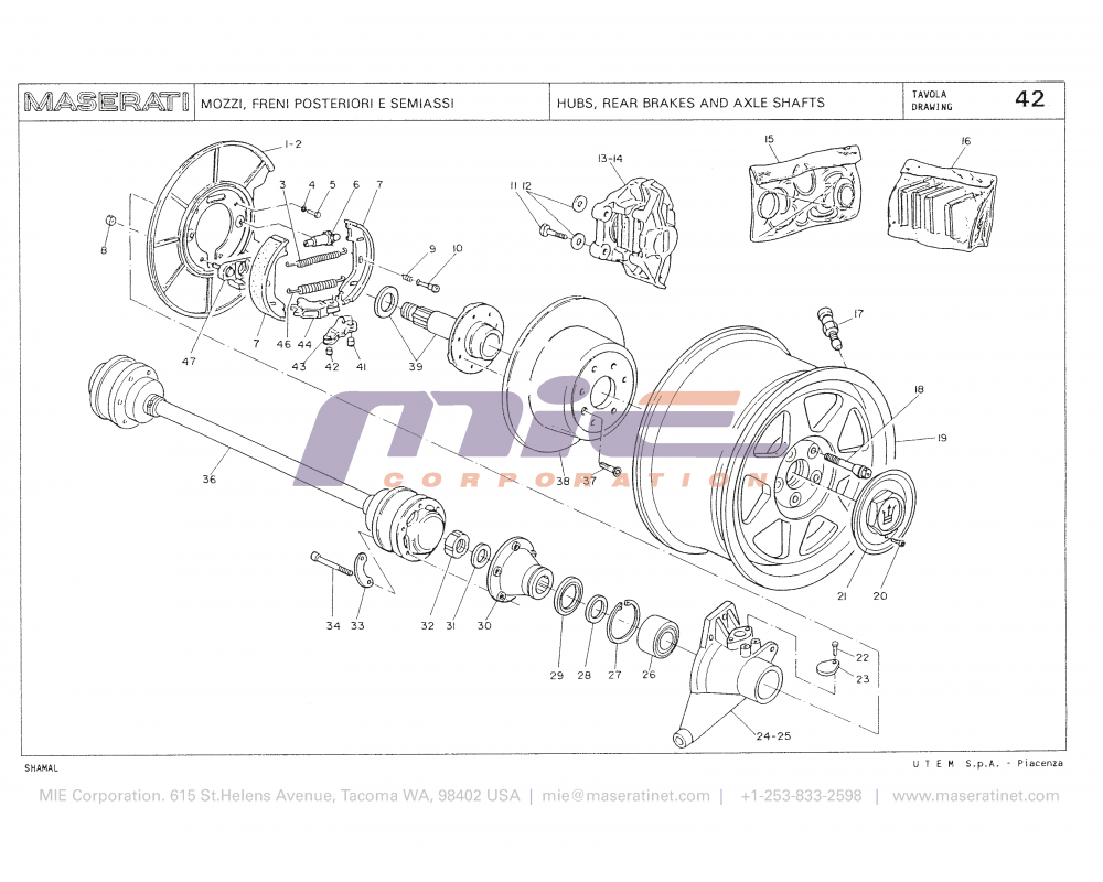 Maserati / Shamal / T-42 - hubs, rear brakes and axle shafts