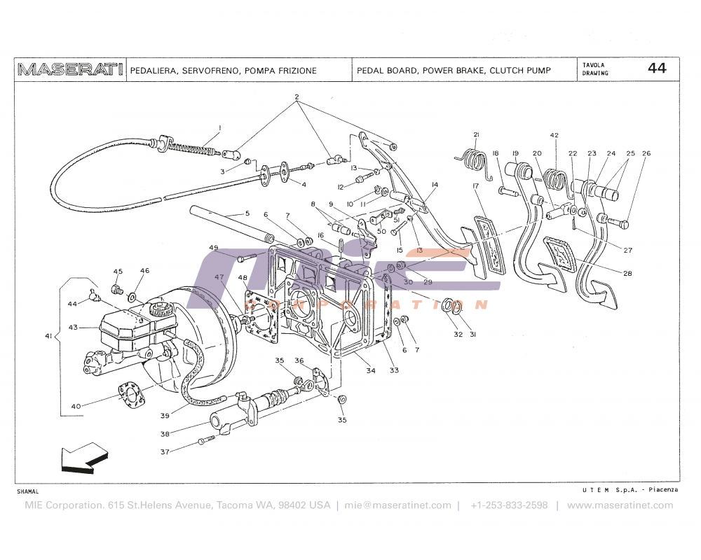 Maserati / Shamal / T-44 - pedal board, power brake, clutch pump