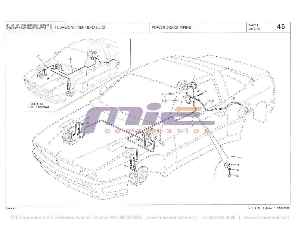 Maserati / Shamal / T-45 - power brake piping