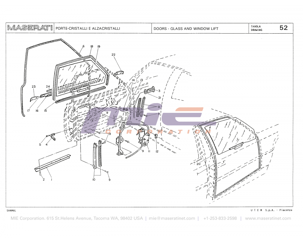 Maserati / Shamal / T-52 - doors - glass and window lift