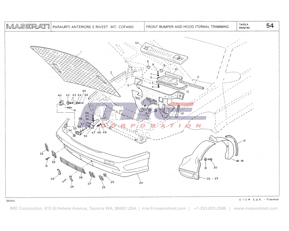Maserati / Shamal / T-54 - front bumper and hood iternal trimming