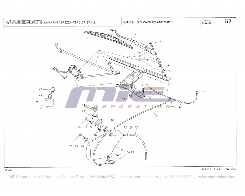 Maserati / Shamal / T-57 - windshield washer and wiper