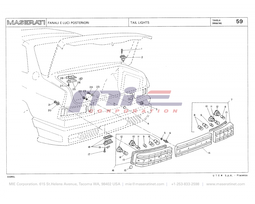 Maserati / Shamal / T-59 - tail lights