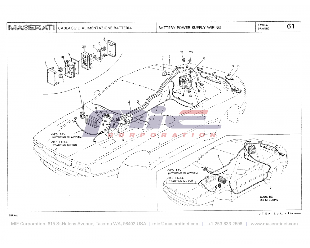 Maserati / Shamal / T-61 - battery power supply wiring