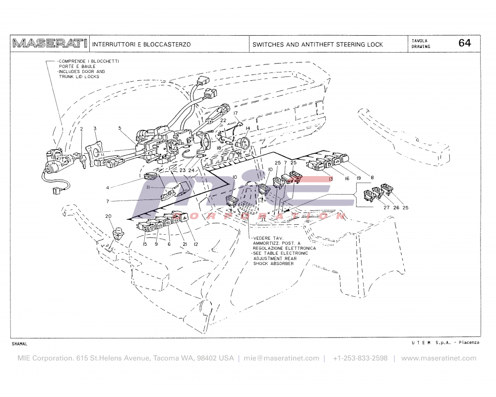Maserati / Shamal / T-64 - switches and antitheft steering lock