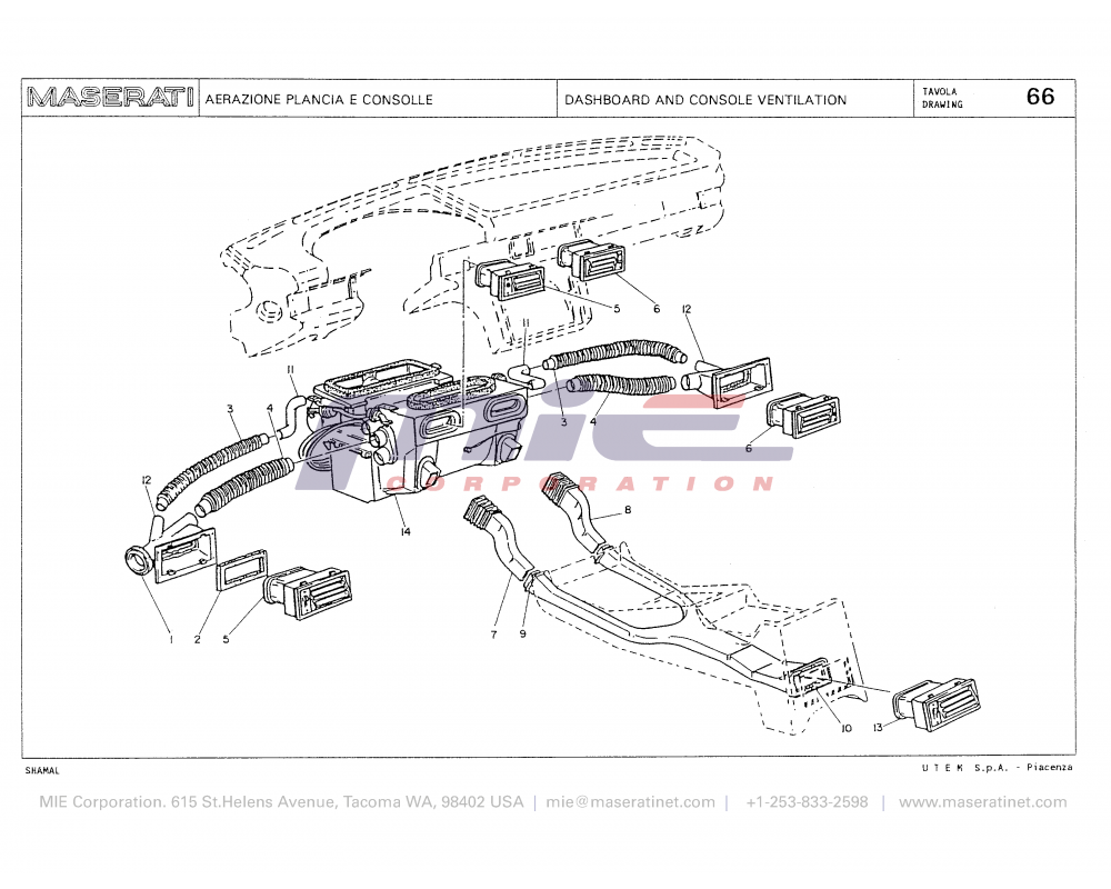 Maserati / Shamal / T-66 - dashboard and console ventilation