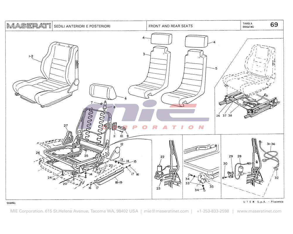 Maserati / Shamal / T-69 - front and rear seats